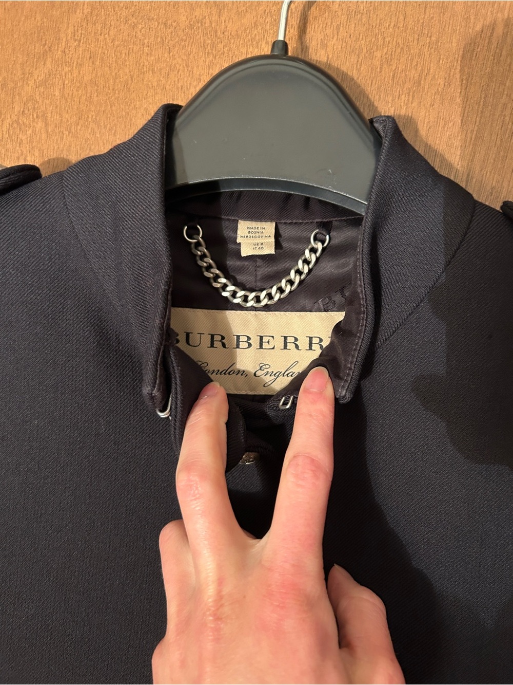 Burberry Ridgeton Wool Military Blazer Jacket In Navy Size 6/ IT 40 - Picture 6 of 9